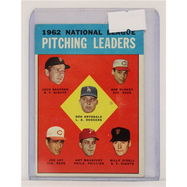 1963 TOPPS DON DRYSDALE PITCHING LEADER CARD