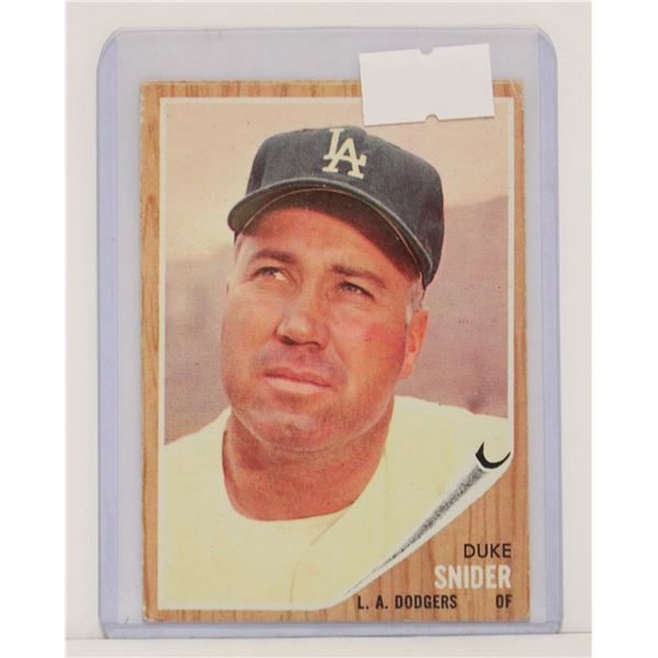 1962 TOPPS DUKE SNIDER BASEBALL CARD