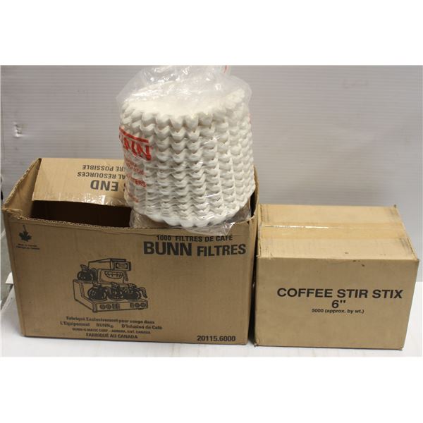 BOX OF APPROX 1000 COFFEE FILTERS W/ A BOX OF