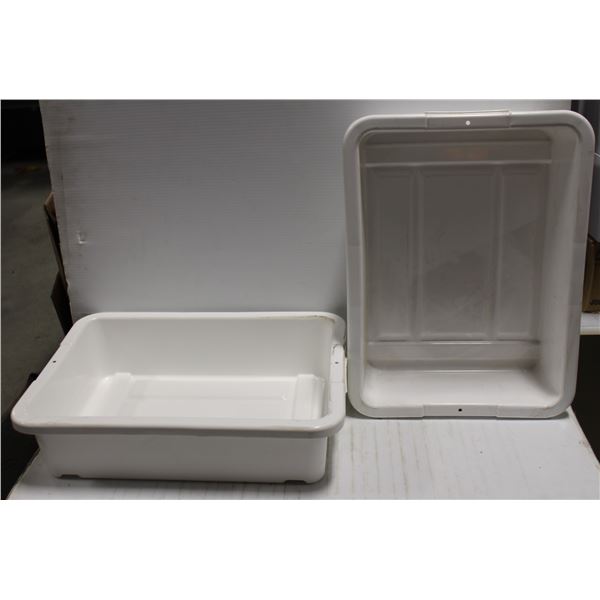 PAIR OF WHITE BUS BINS 20"X15"