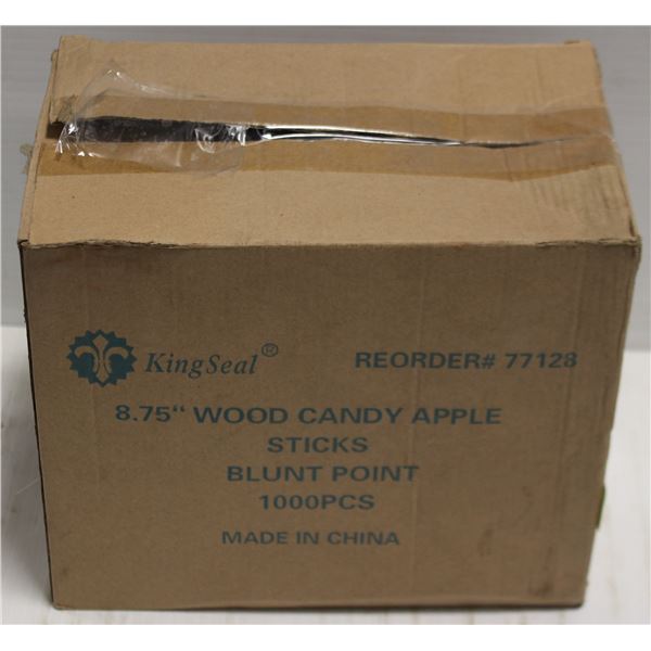 BOX OF APPROX 1000, 8.75" WOOD CANDY APPLE STICKS