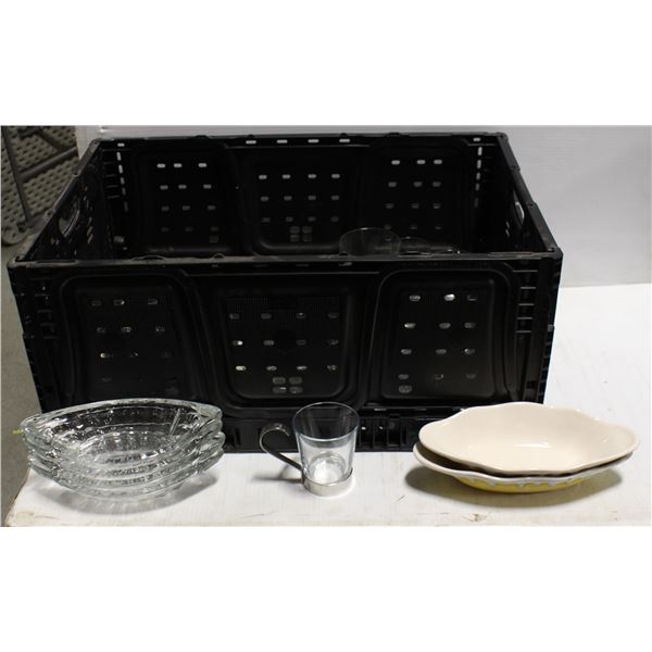 TOTE OF ASSORTED GLASSWARE