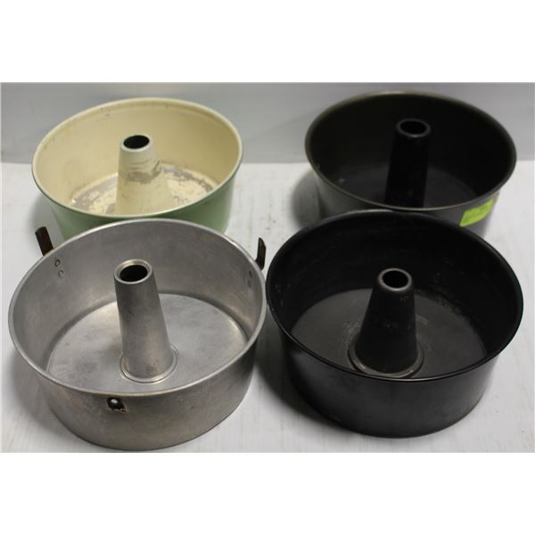 LOF OF 4 10" ANGEL FOOD CAKE PANS
