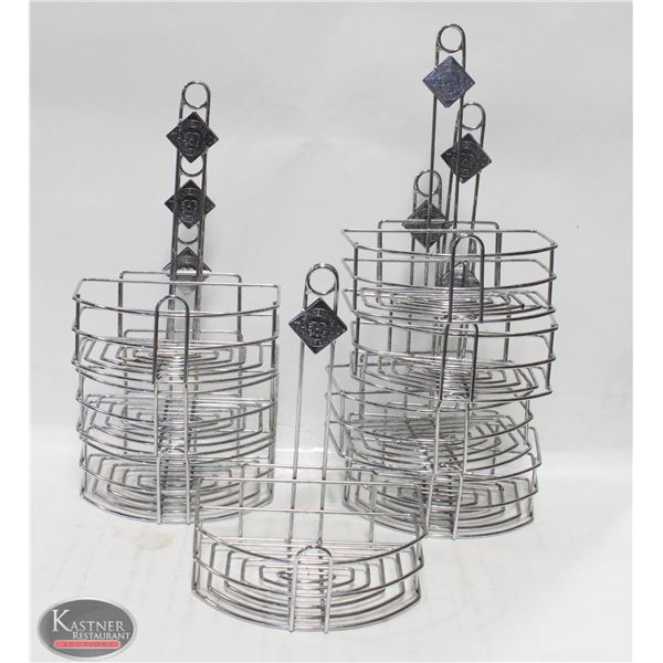 GROUP OF 8 USED TABLETOP CHROME WIRE CONDIMENT