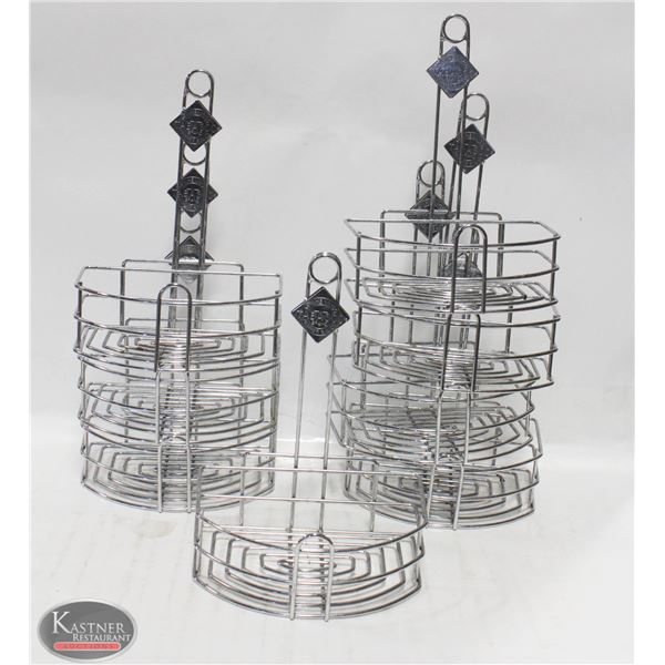 GROUP OF 8 USED TABLETOP CHROME WIRE CONDIMENT