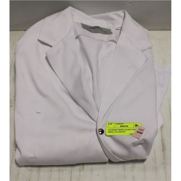 CULINARY WHITE JACKET SIZE SMALL 3/4 LENGTH