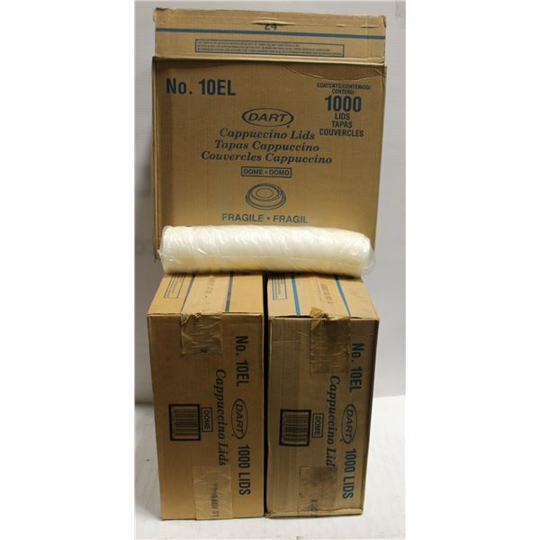LOT OF 3 BOXES OF 1000 CAPPUCCINO LIDS 10EL