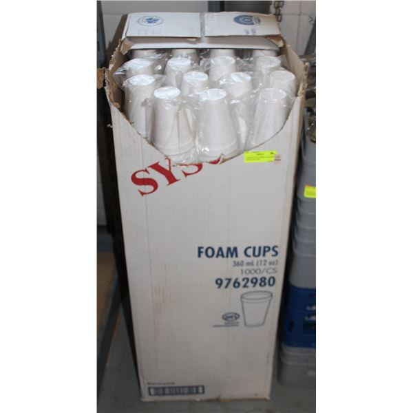 LARGE BOX OF APPROX 1000 360ML/ 12OZ FOAM CUPS
