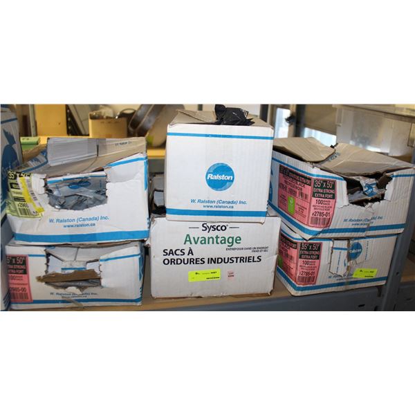 LOT OF 6 BOXES OF ASSORTED SIZED GARBAGE BAGS