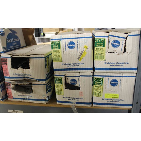 LOT OF 6 BOXES OF ASSORTED SIZED GARBAGE BAGS