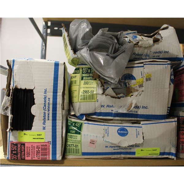 LOT OF 5 BOXES OF ASSORTED SIZED GARBAGE BAGS