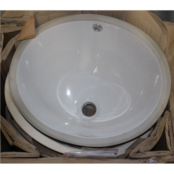 BOX OF 2 NEW WHITE PORCELAIN SINKS