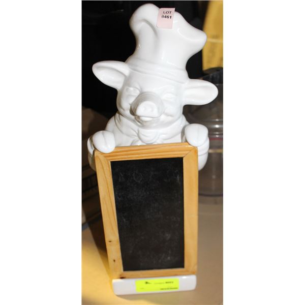 CERAMIC PIG CHEF W/ CHALK BOARD
