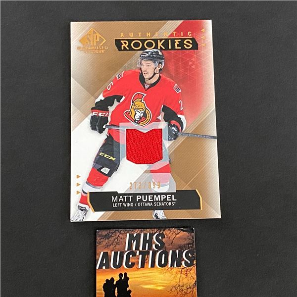 2015-16 U.D SP GAME USED HOCKEY MATT PUEMPEL JERSEY CARD ONLY 399 MADE #273/399 (ref2083)