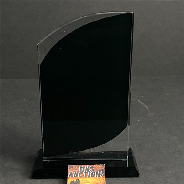 BLACK GLASS CURVED AWARD FROM THINGS ENGRAVED