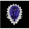 Image 2 : 14.11 ctw Tanzanite and Diamond Ring - 14KT White Gold