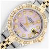 Image 2 : Rolex Ladies 2 Tone Pink MOP Diamond Lugs & Pyramid Datejust Wriswatch