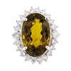 Image 2 : 25.30 ctw Oval Mixed Golden Tourmaline And Round Brilliant Cut Diamond Ring - 14