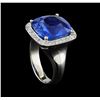 Image 4 : GIA Cert 13.93 ctw Blue Sapphire and Diamond Ring - 14KT White Gold