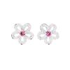 Image 1 : 1.67 ctw Round Mixed Pink Sapphires And Round Brilliant Cut Diamond Earrings - 1