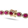 Image 3 : 24.87 ctw Ruby and 4.38 ctw Diamond 14K Yellow Gold Necklace