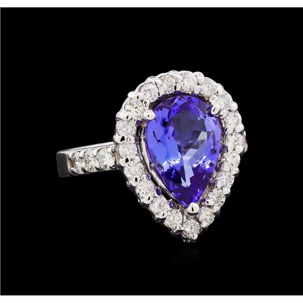 3.10 ctw Tanzanite and Diamond Ring - 14KT White Gold