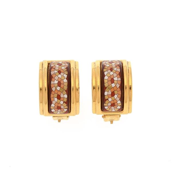 Hermes Multi Enamel Clip-on Earrings