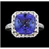 Image 2 : 8.00 ctw Tanzanite and Diamond Ring - 14KT White Gold