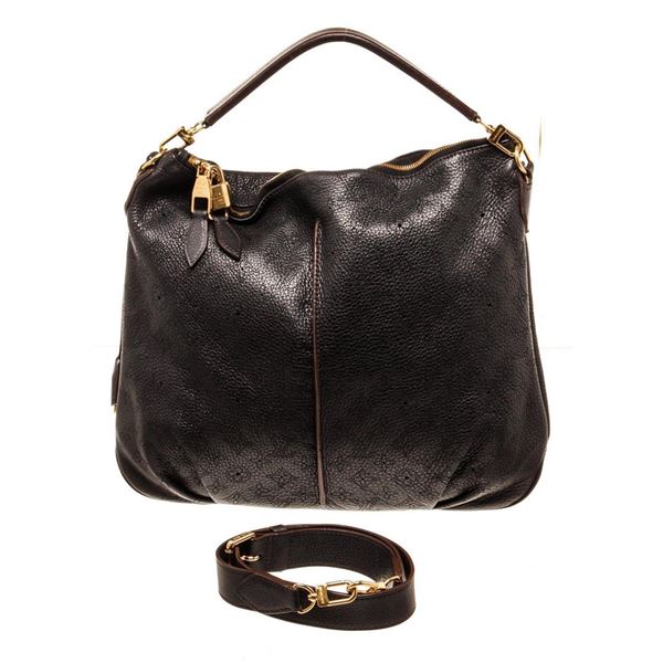 Louis Vuitton Black Leather Selene MM Hobo Bag