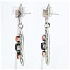Image 4 : Vintage Designer Sterling Silver Mother of Pearl & Coral Long Dangle Earrings