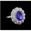 Image 1 : 4.70 ctw Tanzanite and Diamond Ring - 14KT White Gold