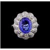 Image 2 : 4.70 ctw Tanzanite and Diamond Ring - 14KT White Gold