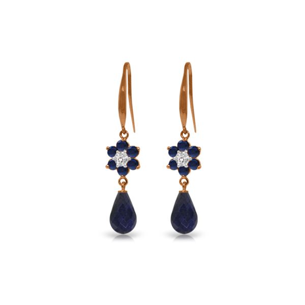 Genuine 7.61 ctw Sapphire & Diamond Earrings 14KT Rose Gold - REF-49P8H