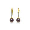 Genuine 8.15 ctw Pearl & Diamond Earrings 14KT Yellow Gold - REF-34M7T