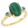 2.99 CTW Malachite & Green Sapphire Ring 10K Yellow Gold - REF-22X4M