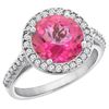 2.44 CTW Pink Topaz & Diamond Ring 10K White Gold - REF-57A3X