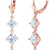 Genuine 6.5 ctw Pearl & Aquamarine Earrings 14KT Rose Gold - REF-45A8K