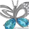 Genuine 4.18 ctw Blue Topaz & Diamond Necklace 14KT White Gold - REF-111N3R