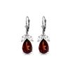 Genuine 13 ctw Garnet & White Topaz Earrings 14KT White Gold - REF-69W3Y