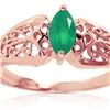 Genuine 0.20 CTW Emerald Ring 14KT Rose Gold - REF-48Z4N