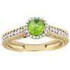 0.99 CTW Peridot & Diamond Ring 14K Yellow Gold - REF-57N2Y