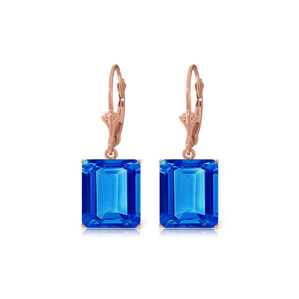 Genuine 13 ctw Blue Topaz Earrings 14KT Rose Gold - REF-54H2X