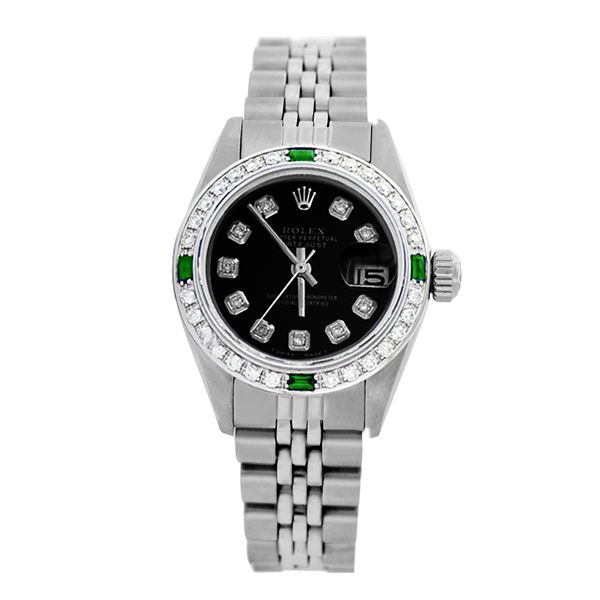 Rolex Pre-owned 26mm Womens Custom Black Stainless Steel