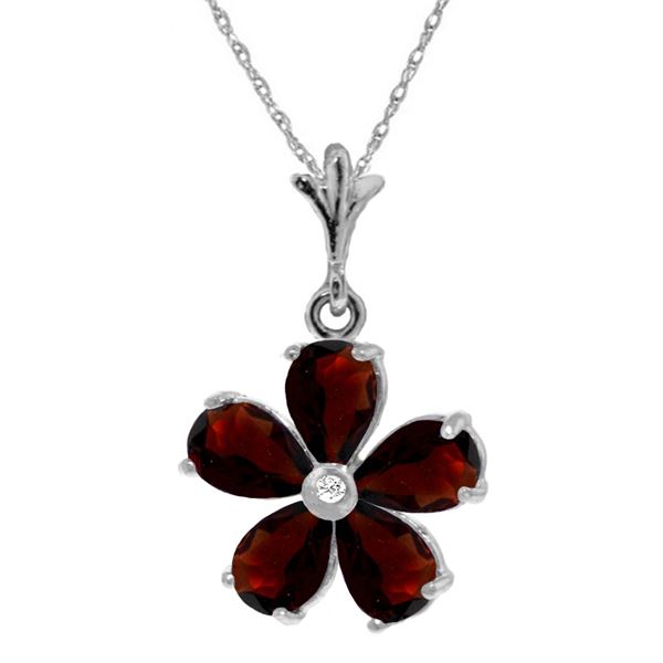 Genuine 2.22 ctw Garnet & Diamond Necklace 14KT White Gold - REF-30Z2N