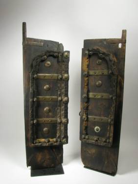TWO NORTH INDIAN WINDOW SHUTTERS, of wood wit