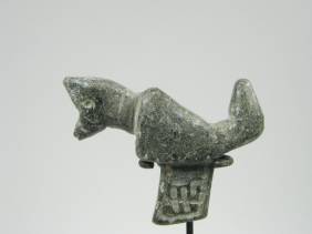 A BACTRIAN GREY STONE SCULPTURE, c.2nd Mill. 
