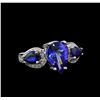 14KT White Gold 3.83 ctw Tanzanite, Sapphire and Diamond Ring