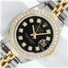 Rolex Ladies 2T 26MM Black Diamond Bezel 1 ctw 18K Yellow Gold Datejust Wristwat
