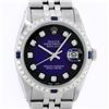 Rolex Mens Stainless Steel Blue Vignette Diamond & Sapphire Datejust Wristwatch