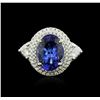 14KT White Gold 3.50 ctw Tanzanite and Diamond Ring
